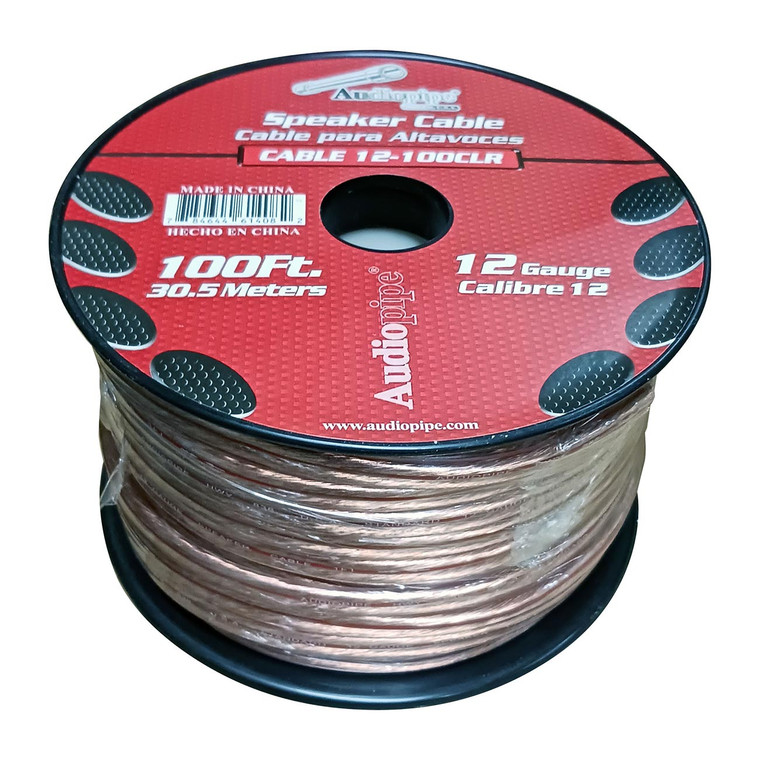 Audiopipe Speaker Wire 12-Gauge 100 Foot Spool - Clear Insulation - CABLE12100