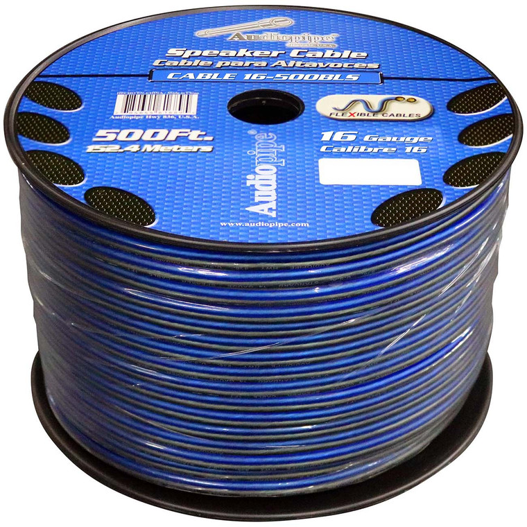 Audiopipe Speaker Wire 16-Gauge 500 Foot Spool - Blue/Clear - CABLE16BLS500