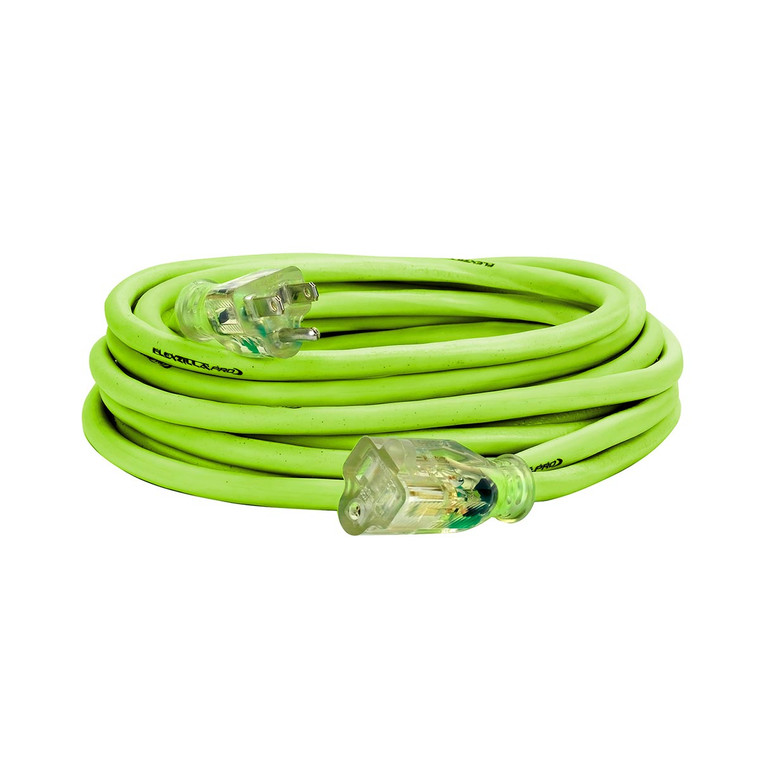 Flexzilla Pro Extension Cord 14/3 AWG SJTW 25' Outdoor Lighted Plug ZillaGreen - FZ512725