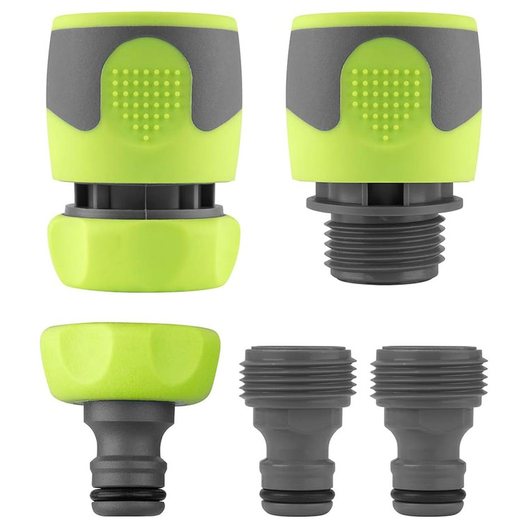 Flexzilla Garden Hose Quick Connect Fittings Coupler Plug Kit (5 Piece) - HFZGAK14
