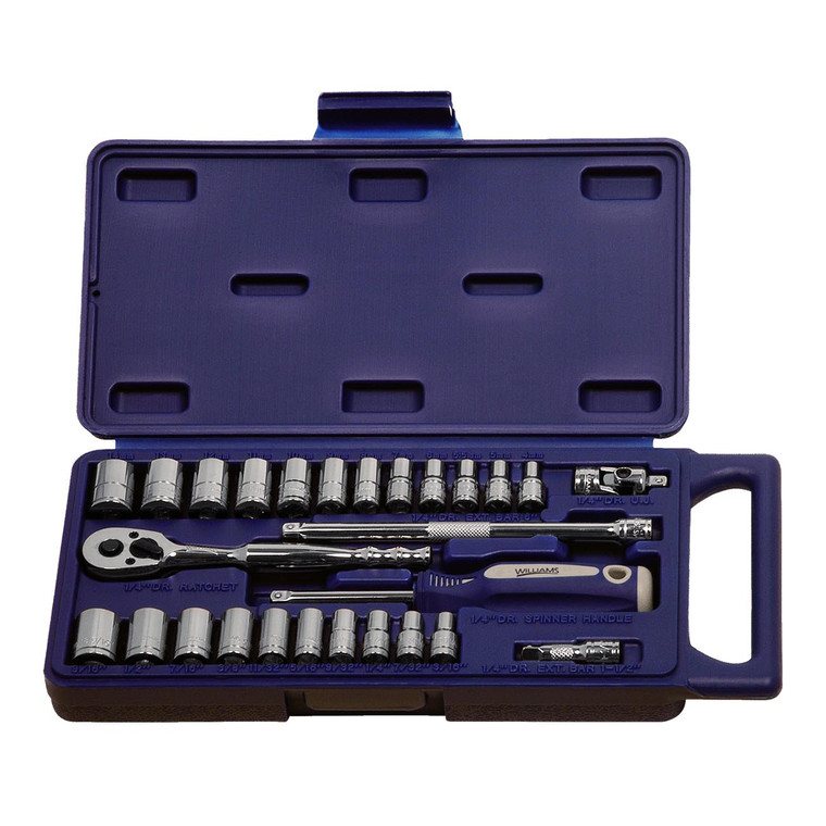 Williams 1/4" Drive Metric/SAE 6-Point Socket Set (27-Piece) - JHW50661B
