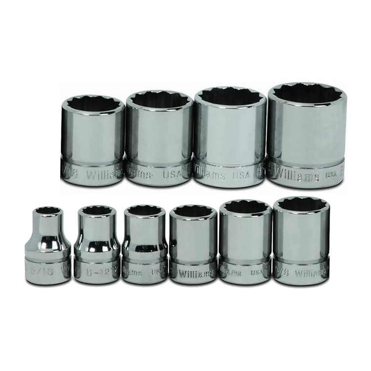 Williams 3/8" Drive Shallow SAE Socket Set 12-Point (10 Piece) - JHWWSB-10RC
