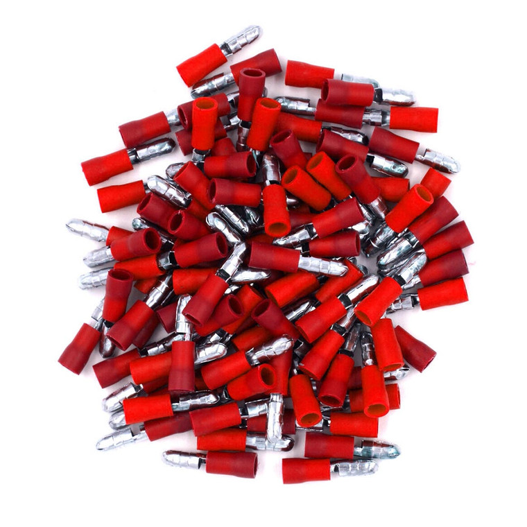 XScorpion Male Bullet Connectors 18/22ga. - Red (100 pack) - MB2218R