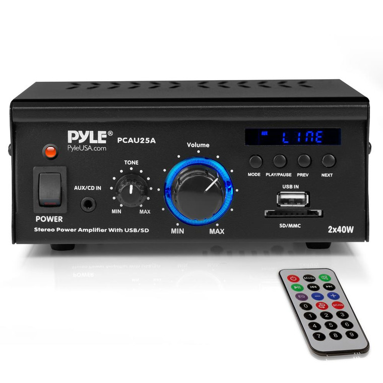 Pyle Mini 2 Channel 80 Watt Amplifier - PCAU25A