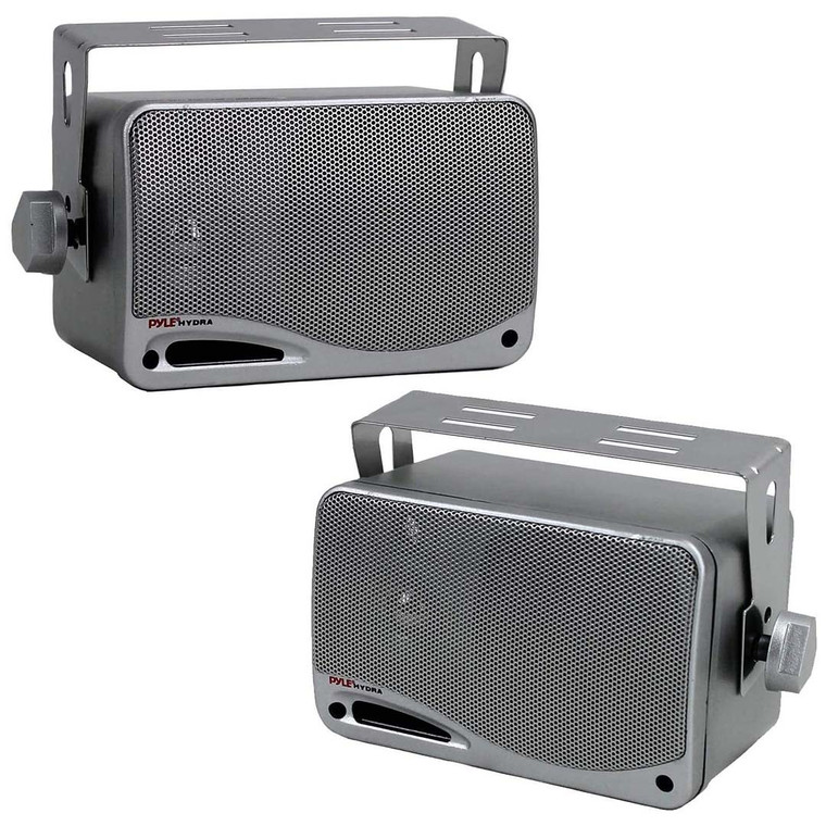 Pyle Marine 2-Way Box Speakers with 3.5 Woofer (Silver) - PLMR24S