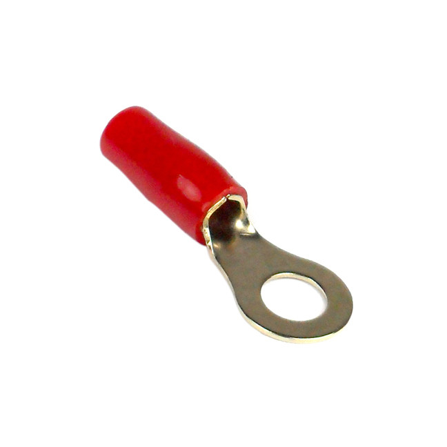 RING TERMINAL 8GA. 10PCS. GOLD;RED SLEEVE;XSCORPION - RT8R