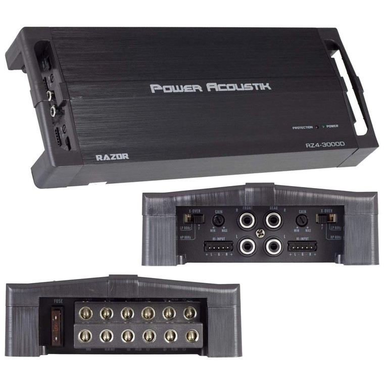 Power Acoustik Compact 4 Channel Amplifier 1500W RMS/3000W MAX - RZ4-3000D