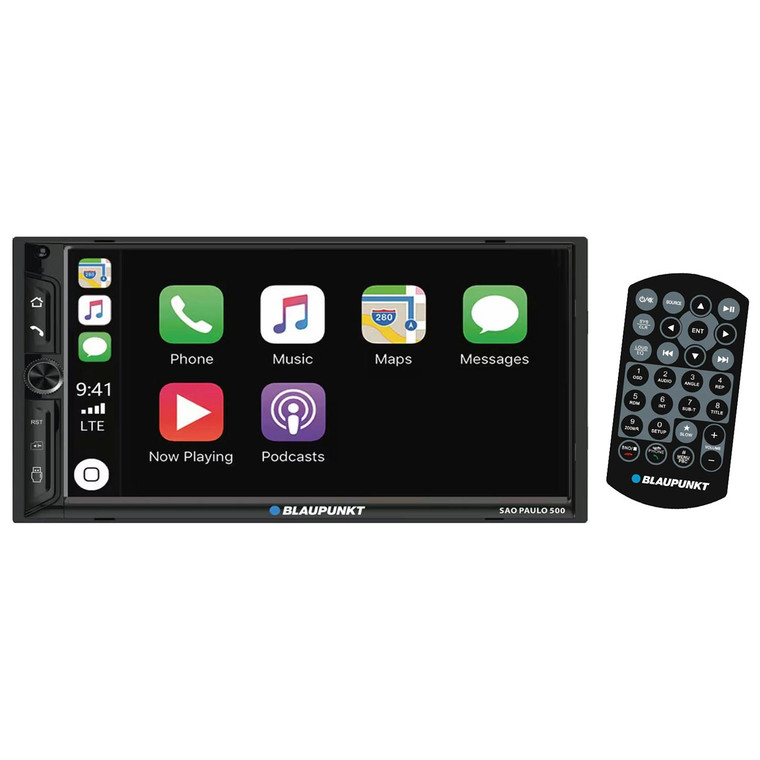 Blaupunkt 7" Double DIN MECHLESS Fixed Face Touchscreen Receiver with Bluetooth & Wired Apple Carpla - SAO PAULO 500