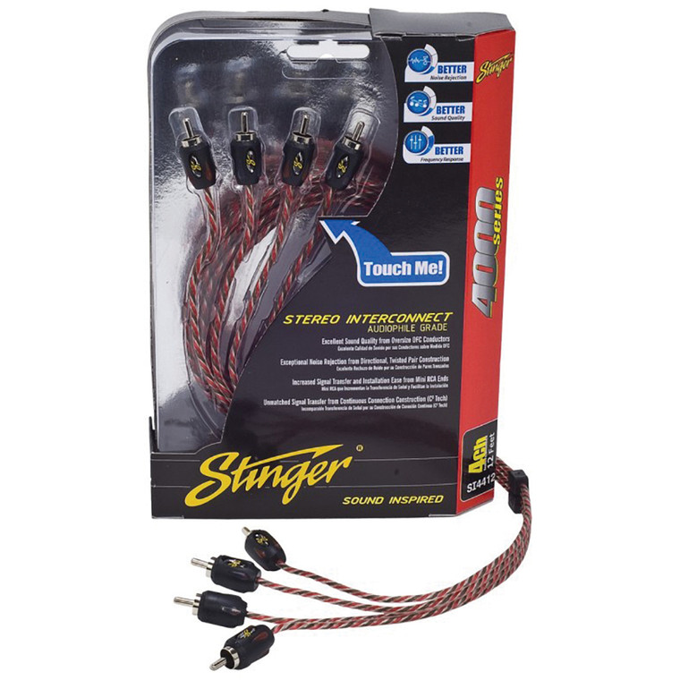 STINGER 20 ft. of 4-Channel 4000 Series RCA Interconnect Cables - SI4420
