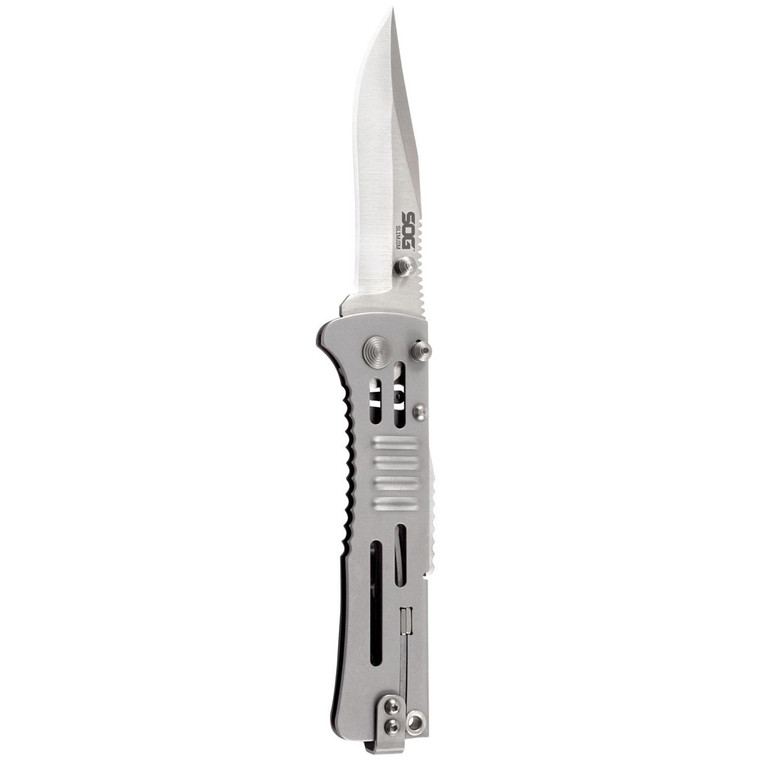 SOG SlimJim Folding Knife (Silver Straight Edge) - SJ31-CP
