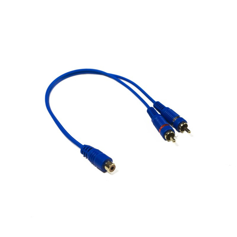 STINGER RCA Y 2M-1F BLUE INTERCONNECTS (6") - SSIBY2M