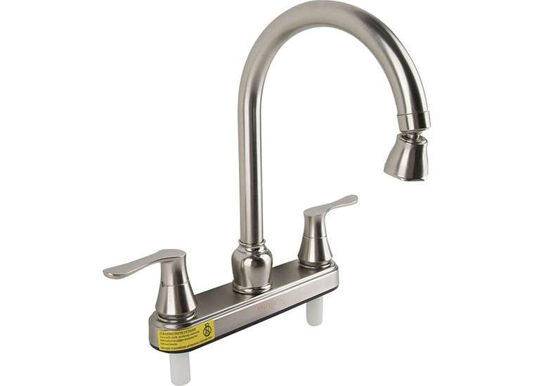 American Brass - Kitchen Faucet 8in Brushed Nickelgoosneck Spout With Saber Handlesand Insta Spray Aerator - U-YNN800GSN-SH2-25MM-SPRY-3