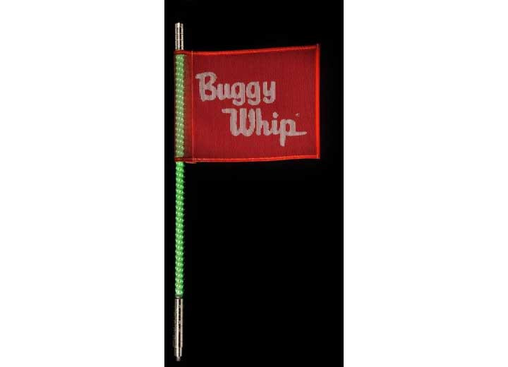 Buggy Whip - 4ft Green Led Whip W/quick Release Base & Red Flag - BWLED4GQ