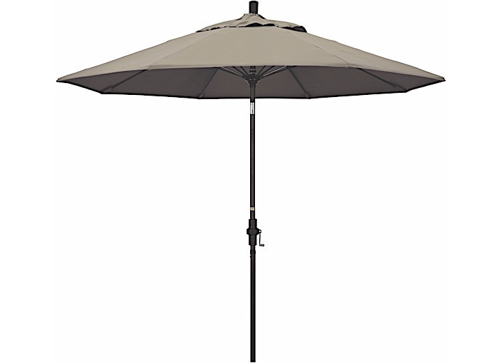 California Umbrella - Sun Master Series 9ft Alum/fiberglass Crank Collar Tilt Market Umbrella In Taupe Sunbrella - GSCUF908117-5461