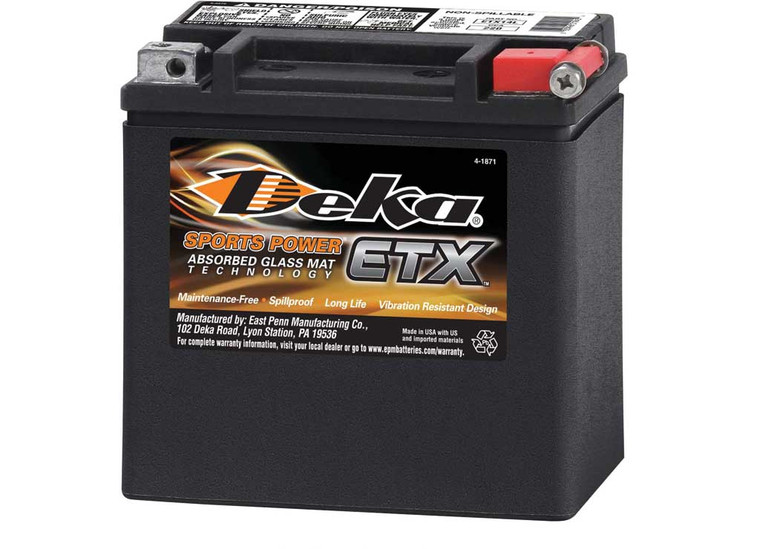 Deka Batteries - Powersports Agm 12v Battery 220 Cca  Positive Left Handetx14l - ETX14L