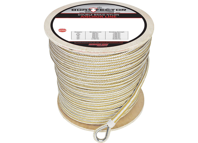Extreme Max - Exmax Braided Nylon Anchor Line W/thimble 1/2x600' White/gold - 3006.227