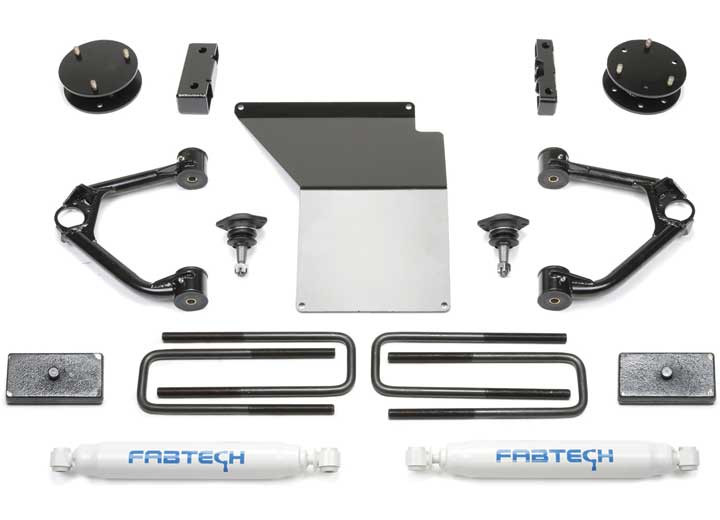 Fabtech - 3in Budget Sys W/ Perf Shks 1418 Gm C/k1500 P/u W/ Oe Alm Or Stmp Stl Uca - K1070