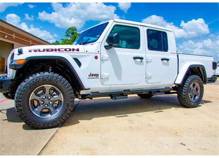 N-Fab - 19c Gladiator 4 Door Truck 1.75 Textured Black Full Length Rkr Step System - J194TRKRS4