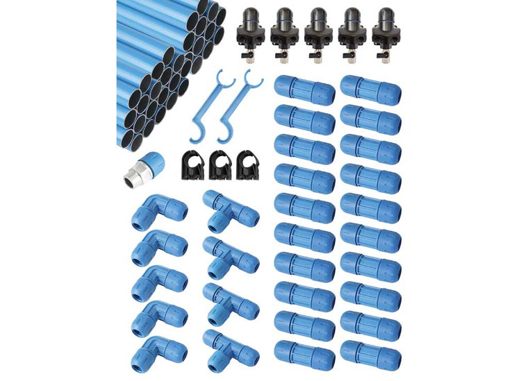 Rapid Air - Fastpipe Modular Compressed Air Piping Master Kit 1in X 240ft Aluminum Blue - F28240