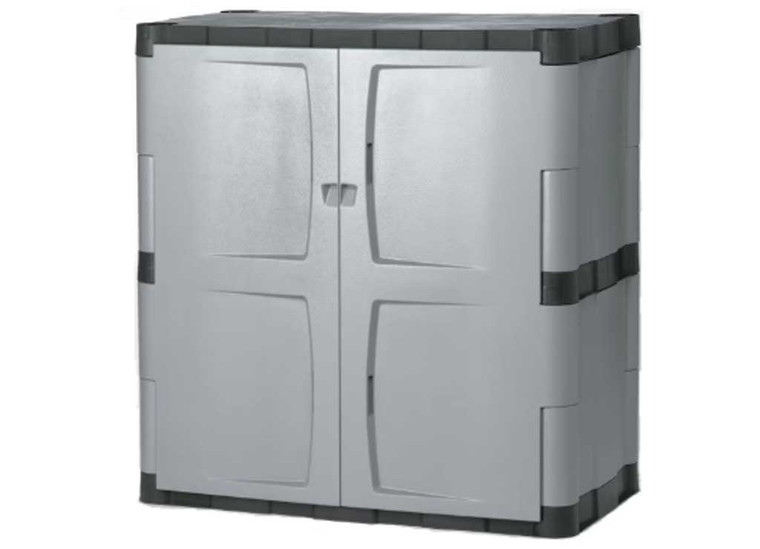 Rubbermaid - Fasttrack Full Double Door Garage Storage Resin Cabinet Gray - FG708300MICHR