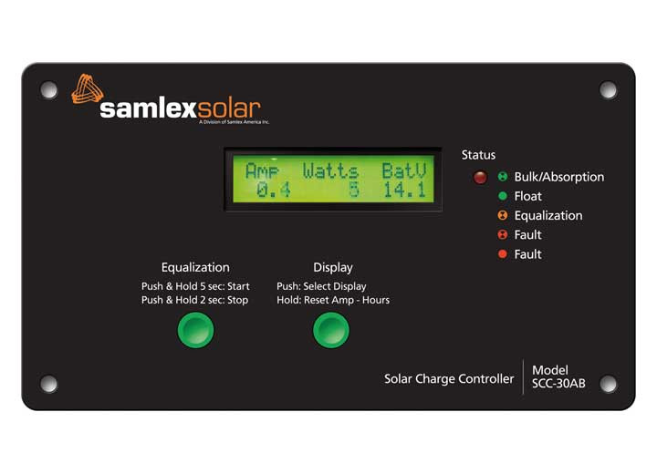 Samlex America - Solar Charge Controller 12/24v 30 Amps W Lcd Display - SCC-30AB