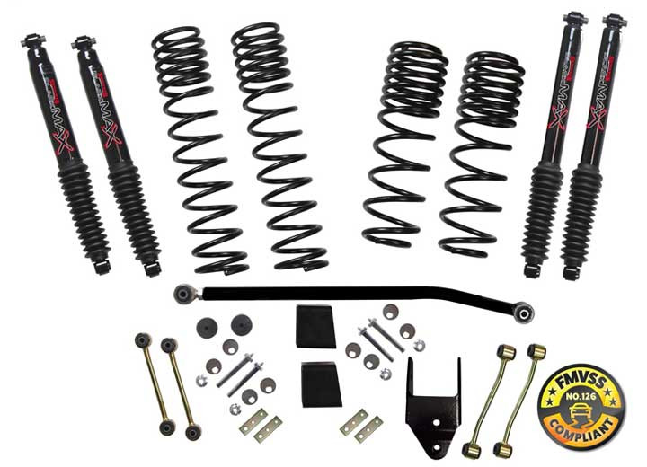 Skyjacker Suspension - 18c Wrangler Jl 3.54 Lift Dual Rate Long Travel Sprgs Inc (4)black Max Shocks Adj Frt Trackbar - JL40BPBLT
