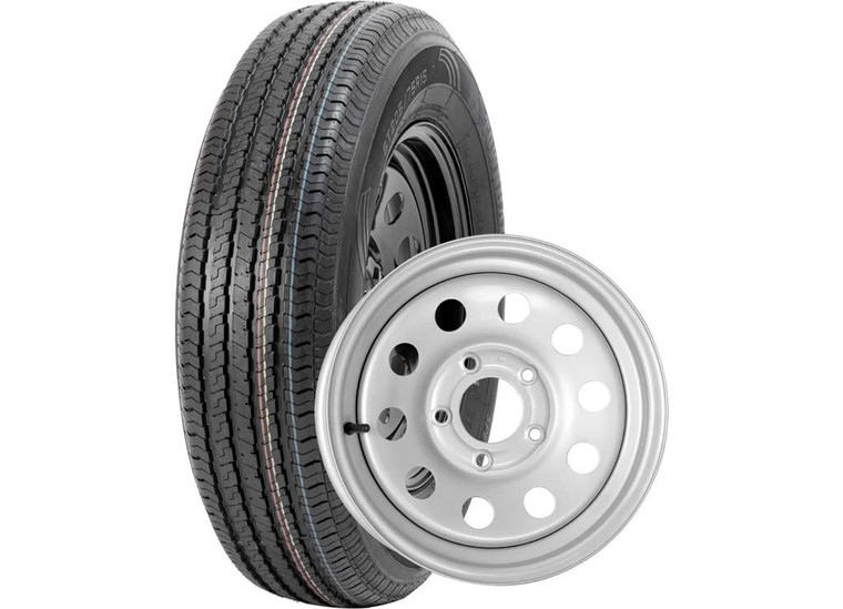 Taskmaster - Rambler Trailer Assembly St205/75r15 Lrc On 15x5 5x5 Silver Mod Steel Wheel 1820lcc - B-20575R150C-N-50550SMR-V