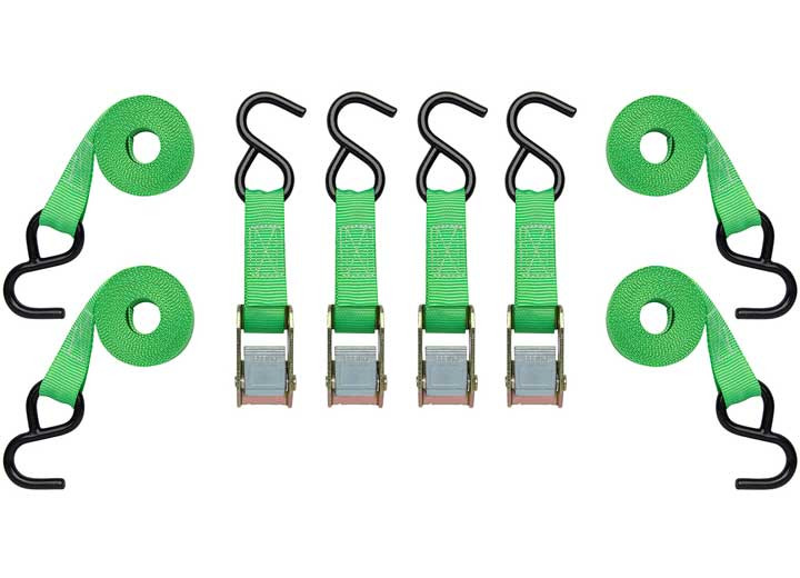 Winston - SmartStraps - CargoSmart - TowSmart - 10ft 900lb Cambuckle Tie Down 4 Pk Green - 146
