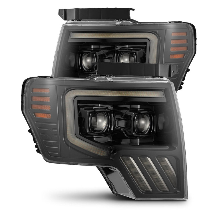 AlphaRex - 0914 F150 Pro Projector Headlights W/sequential Signal And Drl Alphablack - 880483