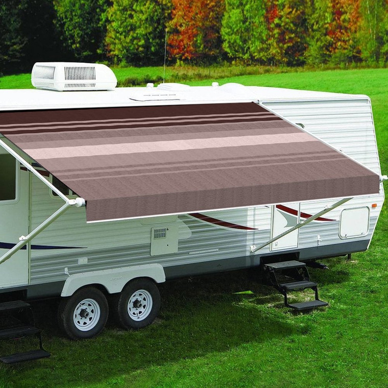Carefree of Colorado - Replacement Awning Vinyl Fabric 13ft 2in Sierra Brown Dune Stripe Wht Weatherg - JU148A00