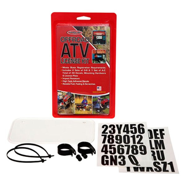 Hardline Products - Atv License Plate Kitwhite Plate/black Letters - 2340W