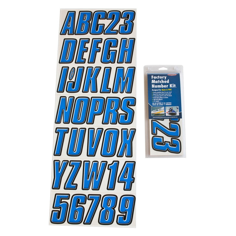 Hardline Products - Boat Lettering Registration Kitblue/black - BLBLK800