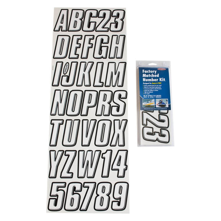 Hardline Products - Boat Lettering Registration Kitwhite/black - WHBLK800
