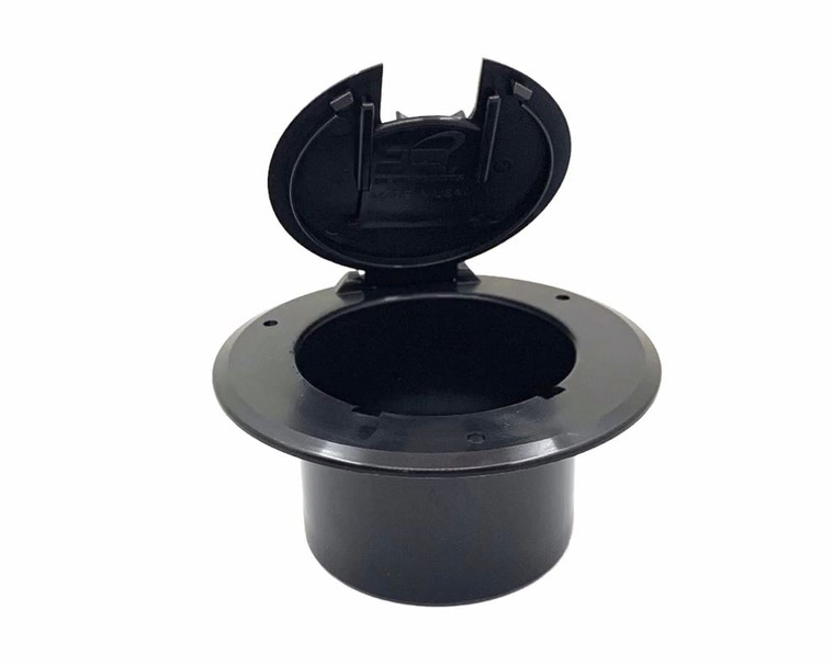 JR - Deluxe Round Electric Cable Hatch W/back Black - 541-3-A