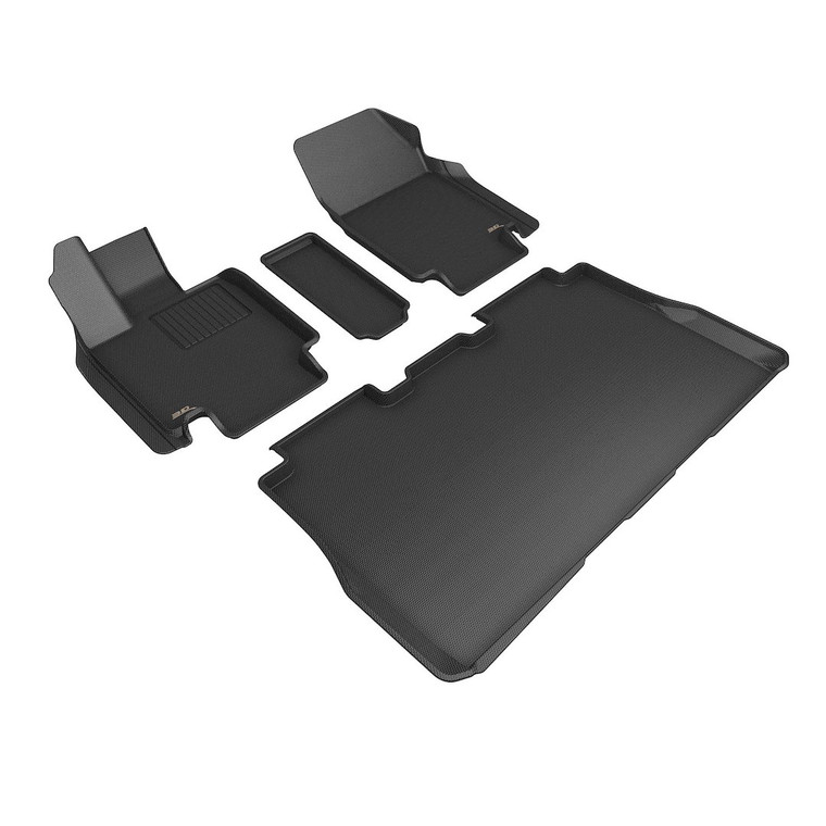 3D Mats - 24c Tesla Cybertruck Kagu Floorliner Row 1 And 2 Black - L1TL05001509