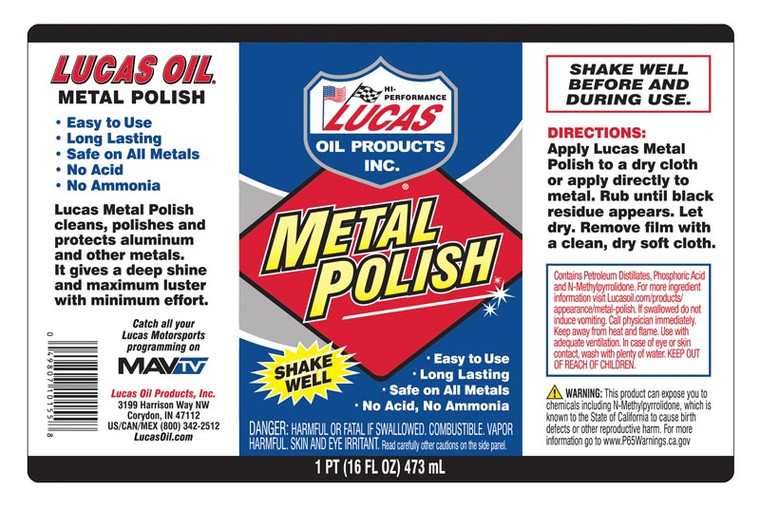 Lucas Oil - Metal Polish/12x1/16 Ounc - 10155