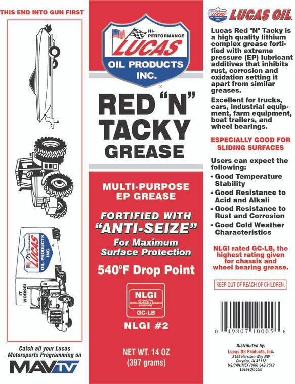 Lucas Oil - Lucas Oil Red N Tacky Spray Grease - 11025