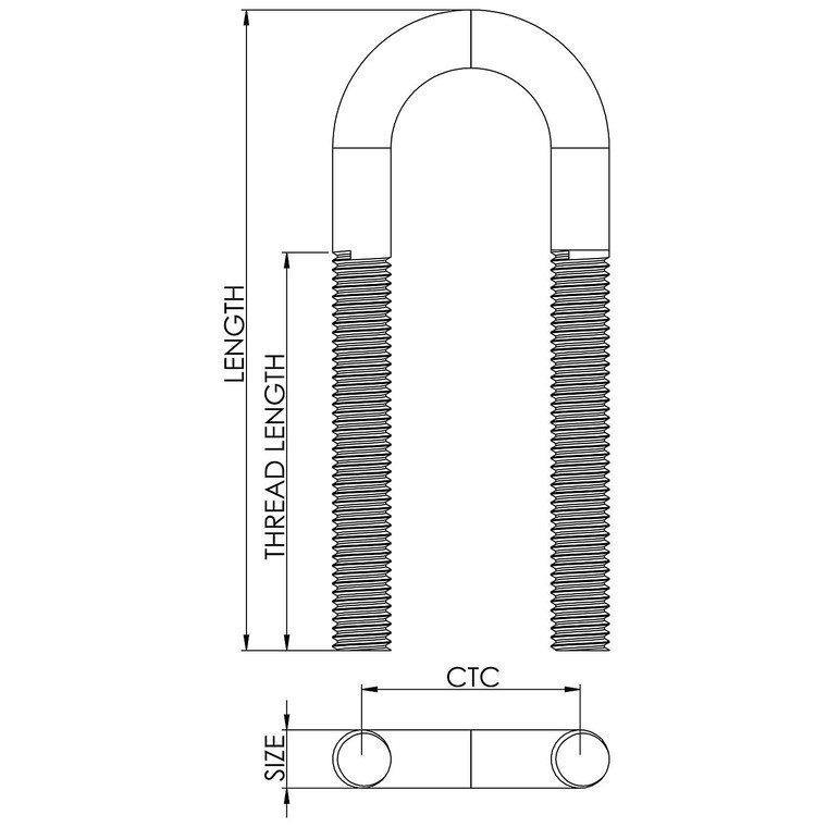 Seachoice 33646 Bow and Stern Eye - Stainless Steel, 2 Nuts, 3" Thread Length -