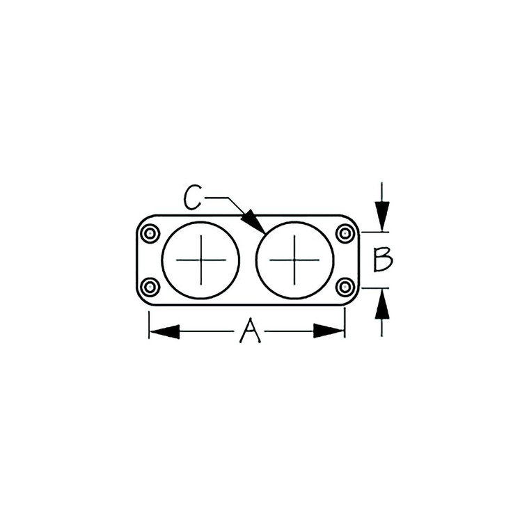 Sea-Dog, 4260321, Back Mount Socket Panel, A: 3-1/2", B: 1", C: 1-1/8", Black, Holes: 2, #8 FH - 426032-1