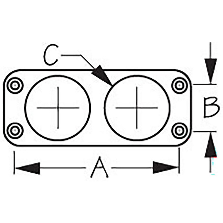 Sea-Dog, 4260231, Front Mount Socket Panel, A: 5-3/16", B: 1", C: 1-1/8", Black, Holes: 3, 8# FH - 426023-1