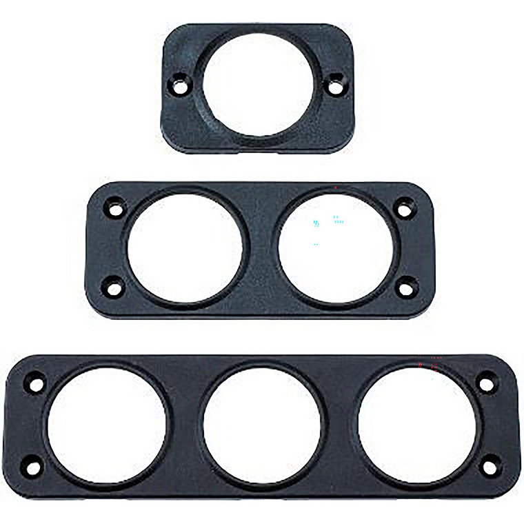 Sea-Dog, 4260331, Back Mount Socket Panel, A: 5-3/16", B: 1", C: 1-1/8", Black, Holes: 3, #8 FH - 426033-1