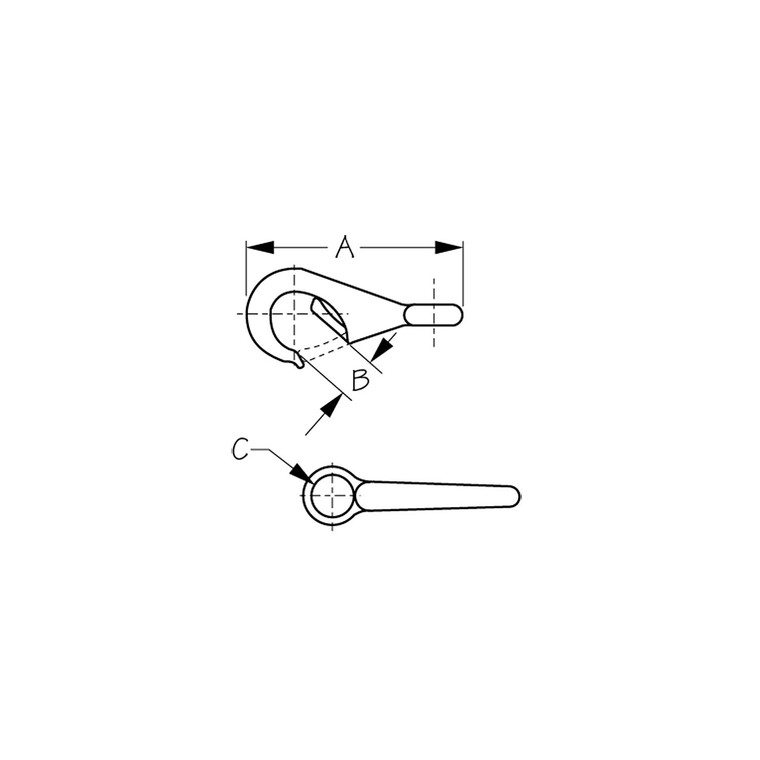 Sea-Dog 1461211 Fast Eye Boat Snaps - A: 2-7/8", B: 7/16", C: 5/8" - 146121-1