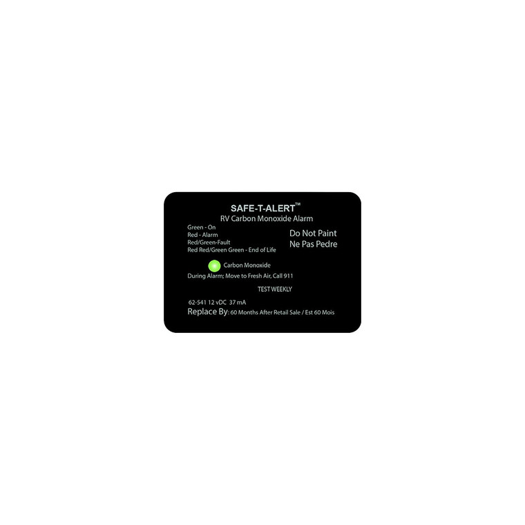 Safe-T-Alert 62541BL  62 Series Surface Mount Carbon Monoxide Alarm, Black - 62-541-BL