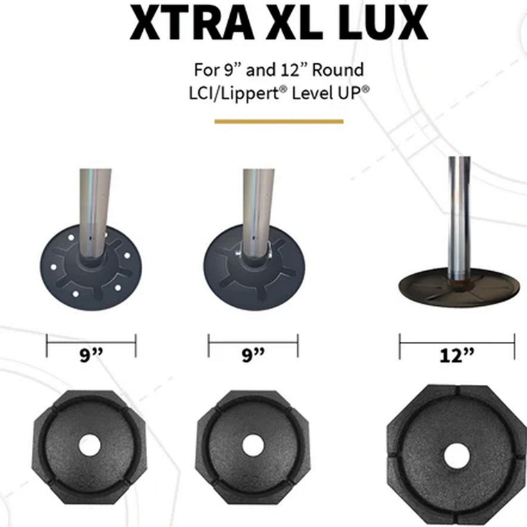 SnapPad XTRLXSP6 Permanent Jack Pad, XTRA XL LUX 9" & 12" Round, 6/pk - XTRLXSP6