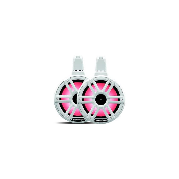 Rockford Fosgate M2WL8H Color Optix 2-Way Horn Loaded Wake Tower Speakers, 8" w/ White & Stainless Grills - M2WL-8H