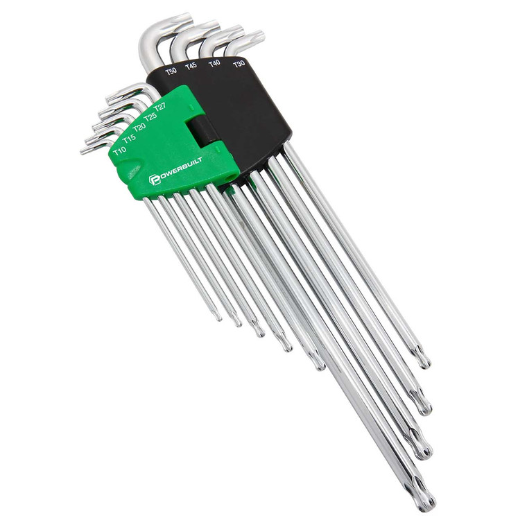 Powerbuilt Stubby Long Arm Torx Key Wrench Set (9 Piece Set) - 240101