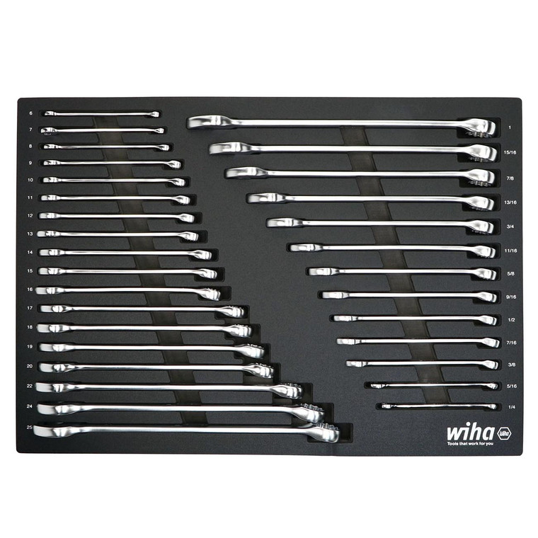 Wiha Combination Wrench Tray Set - SAE and Metric (31-Piece) - 30492