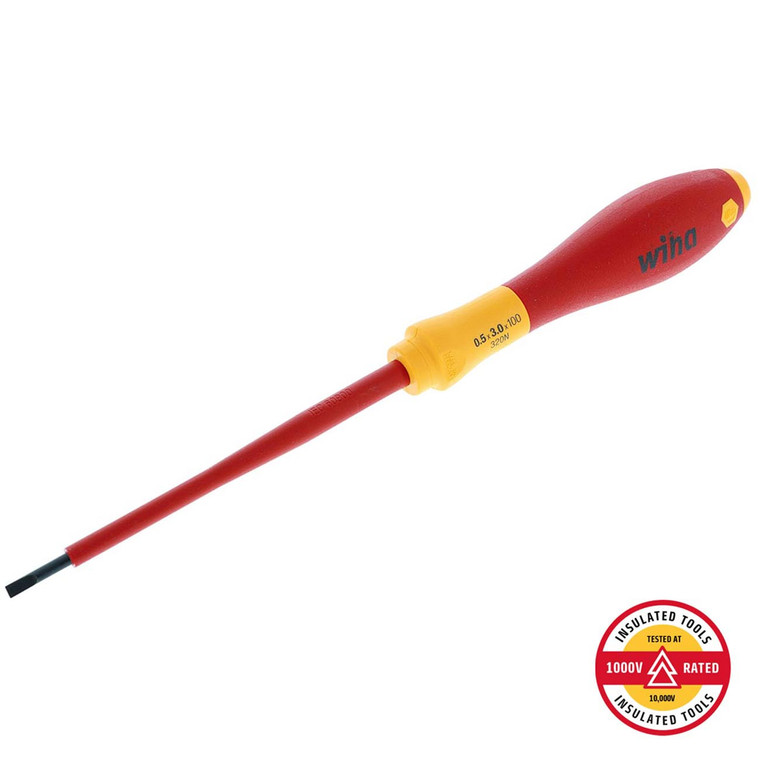 Wiha Insulated SoftFinish Slotted Screwdriver 3mm (1/8") x 100mm - 32012