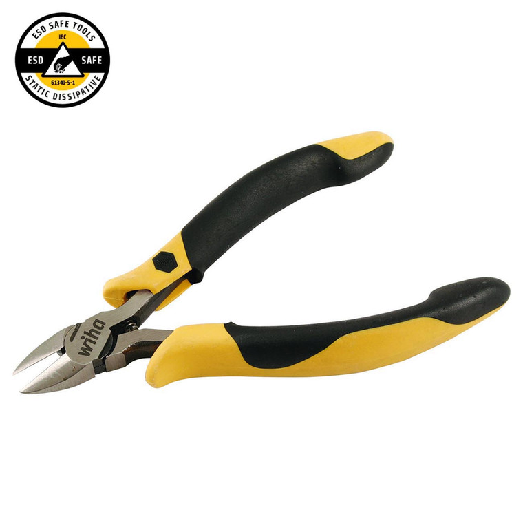 Wiha ESD Safe Precision Flush Cutting Mini Diagonal Cutters - 5.25" Overall Length - 32760