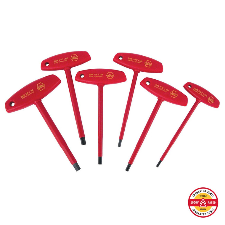 Wiha Insulated T-Handle Hex SAE Set (6 Piece Set) - 33490